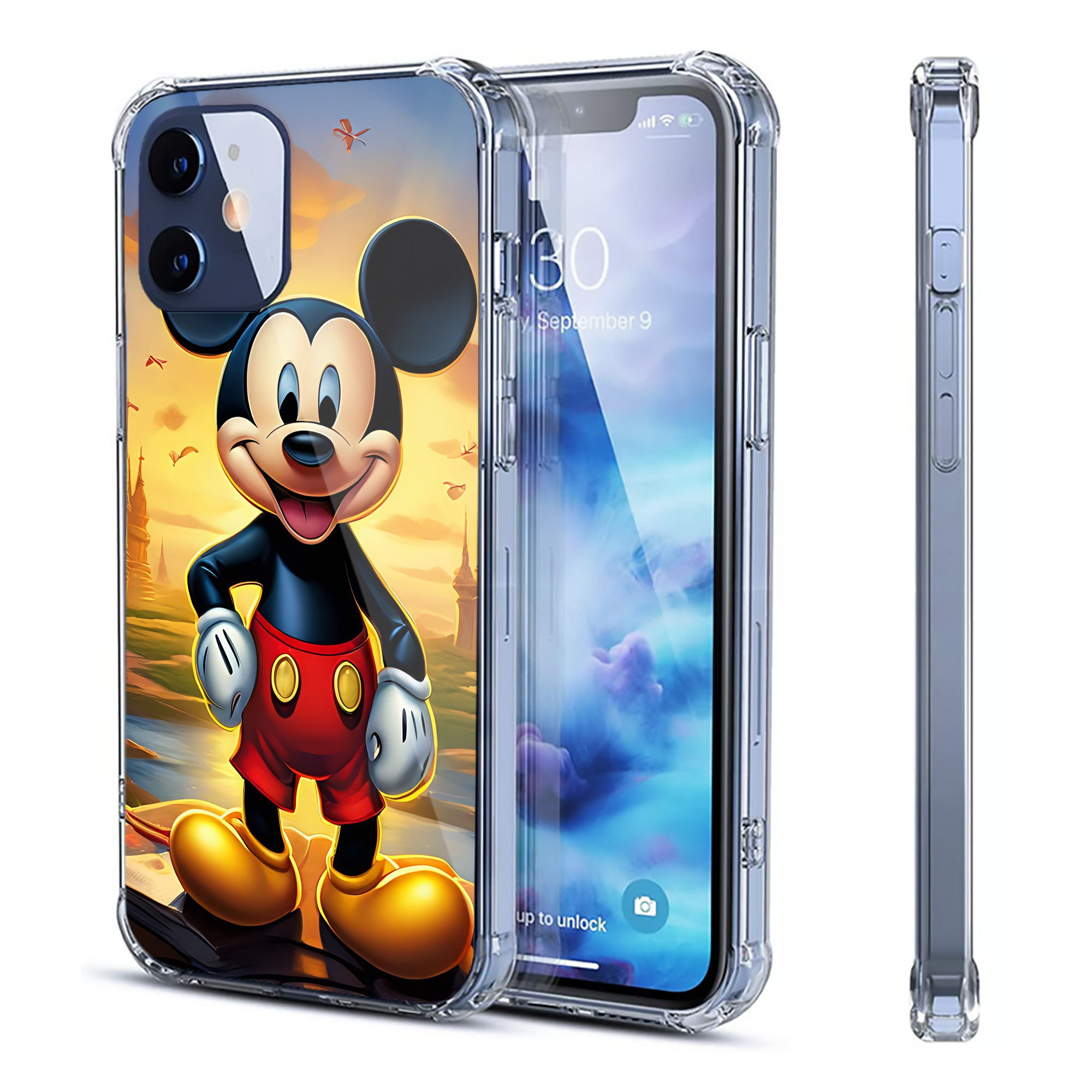 （画像用） ミッキーマウス Mickey Mouse 【iPhone 12シリーズ対応】透明スマホケース（クリアソフトケース）